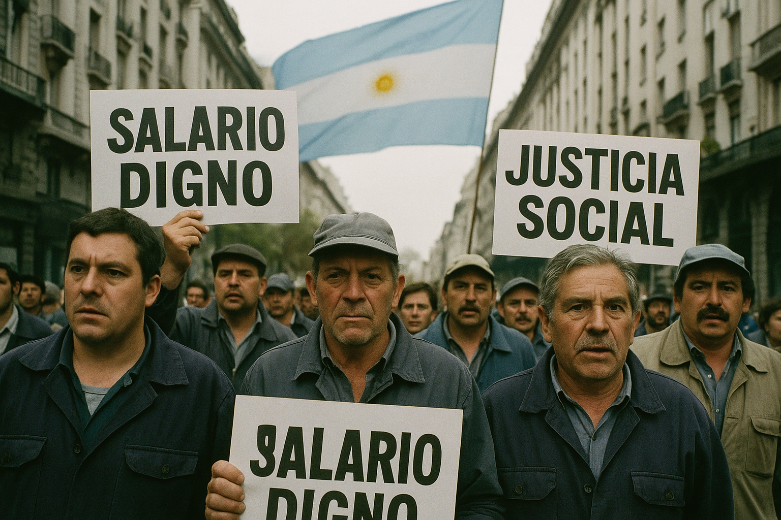 Trabajadores protestando en la calle